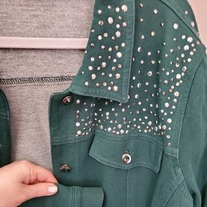 Dream Jeannes Quacker Factory green bling jacket